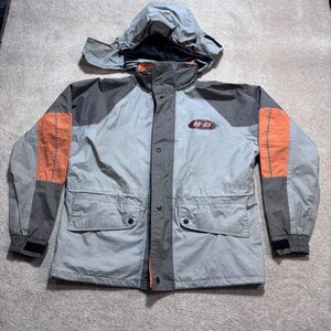 Vintage Harley-Davidson Gray and Orange Nylon Windbreaker, Size S